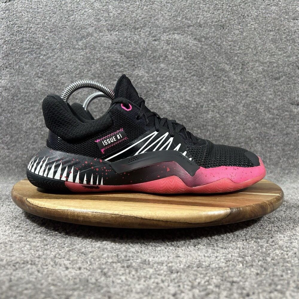 Adidas D.O.N Issue 1 Boys Sz 5.5 Symbiote Spider-Man Black Pink Basketball Shoes